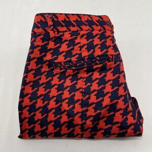 Gap Slim Cropped Houndstooth Pants Skinny Straight Women Size 0 Chino Khaki Red